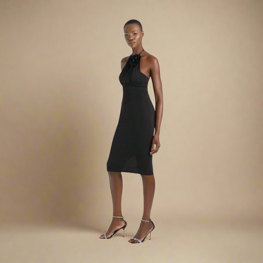 True To You - Corsetted Halter Midi Dress