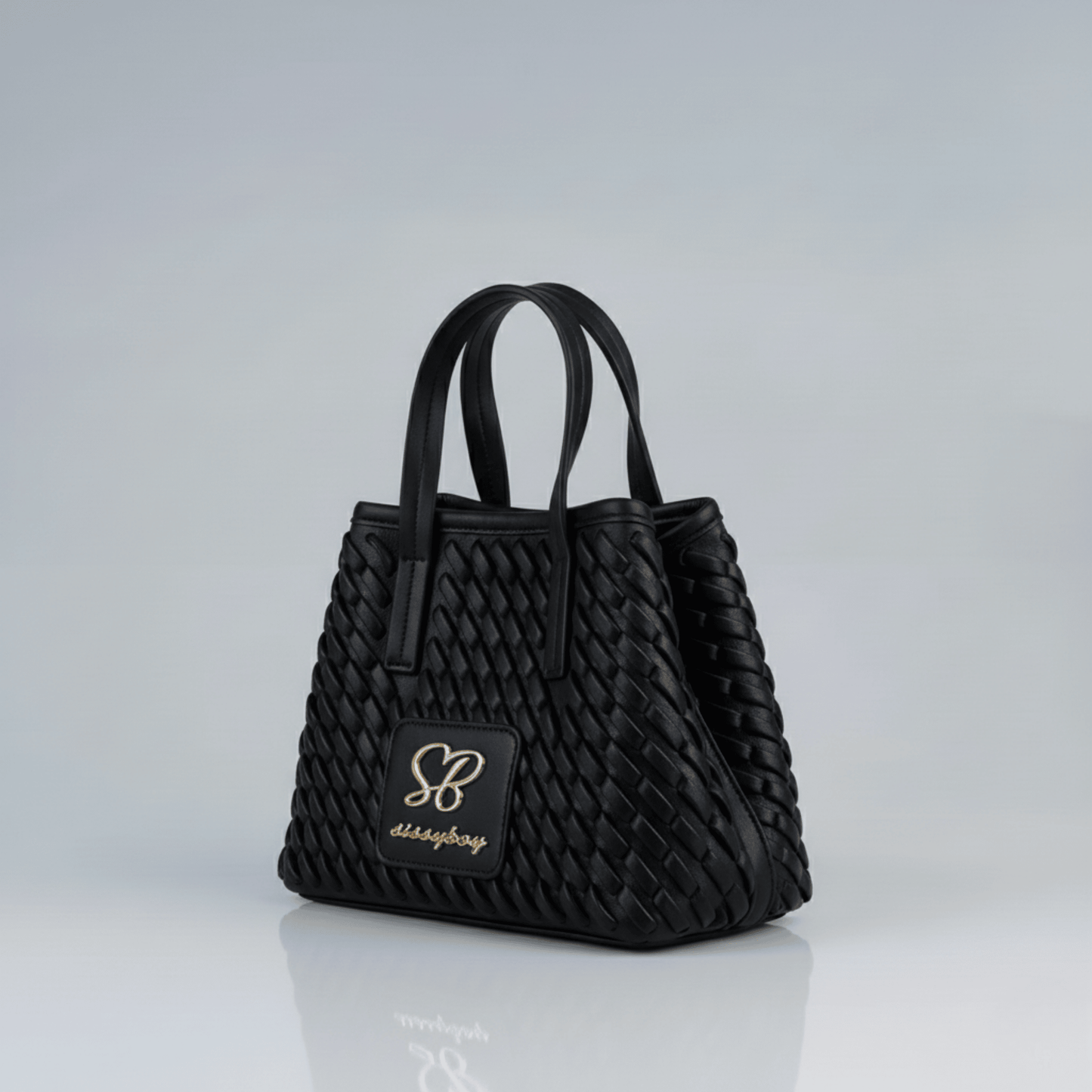 Sissy Boy black woven mini purse, structured silhouette, perfect for fashion-forward outfits