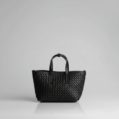 Elegant textured black mini tote for women by Sissy Boy, ideal for casual or formal wear