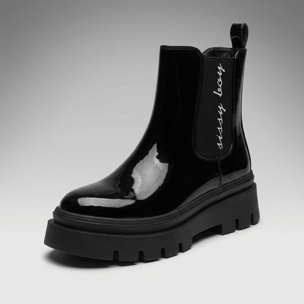 Alma - Black Patent Ankle Boots