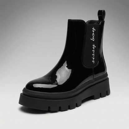 Alma - Black Patent Ankle Boots