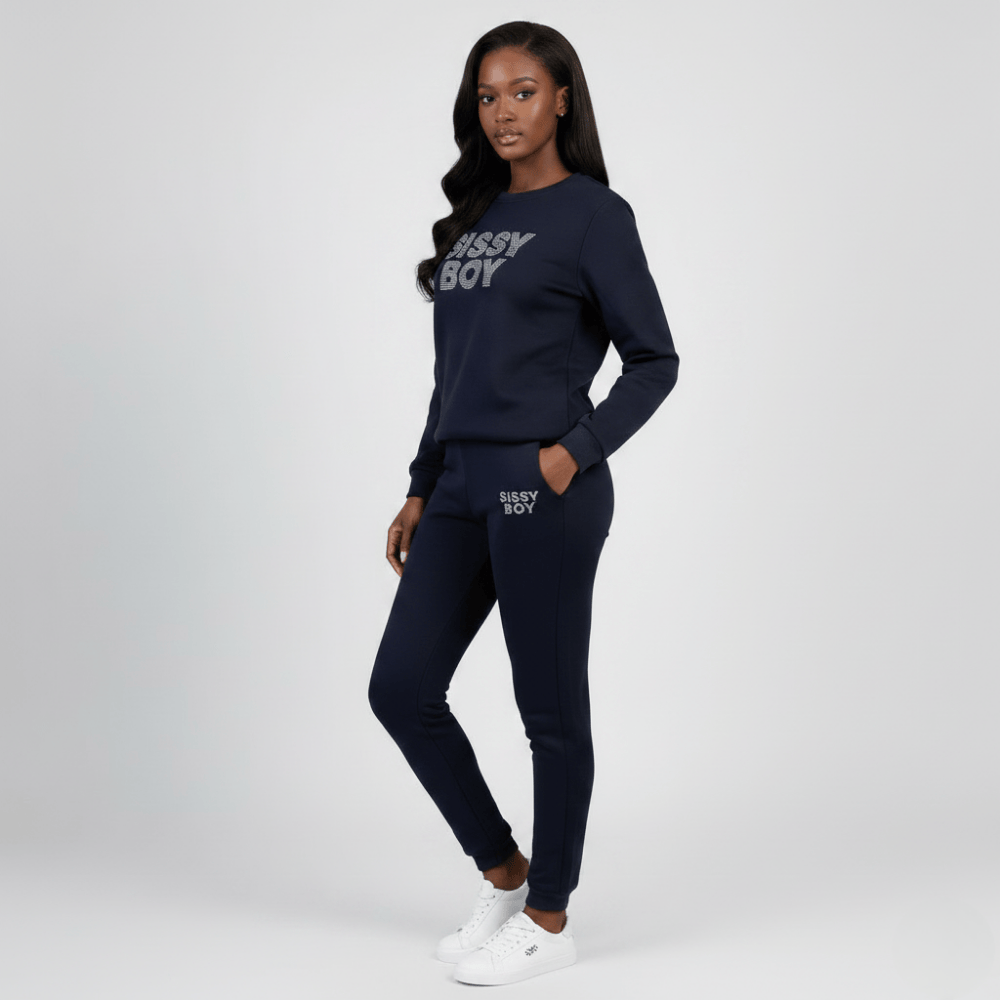  navy tracksuit with fitted jogger by Sissy Boy