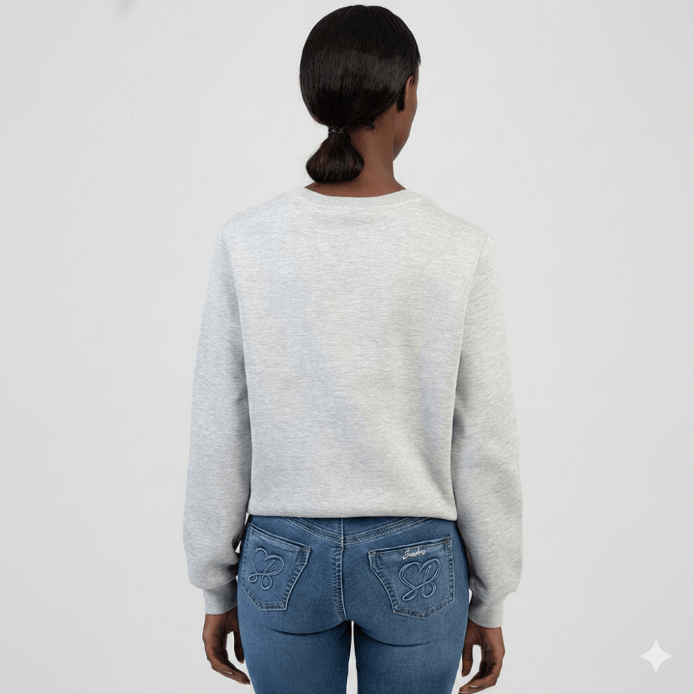 Stylish women’s grey long sleeve sweatshirt minimal design