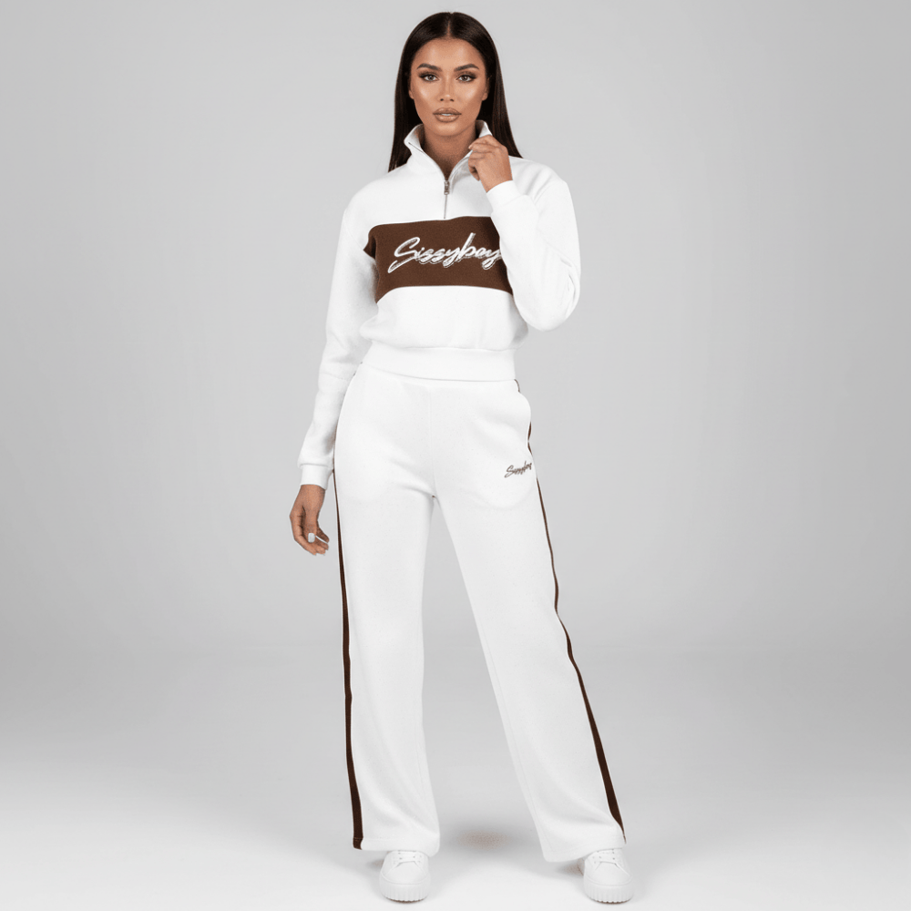 Quarter zip knit top and matching pants stylish lounge set
