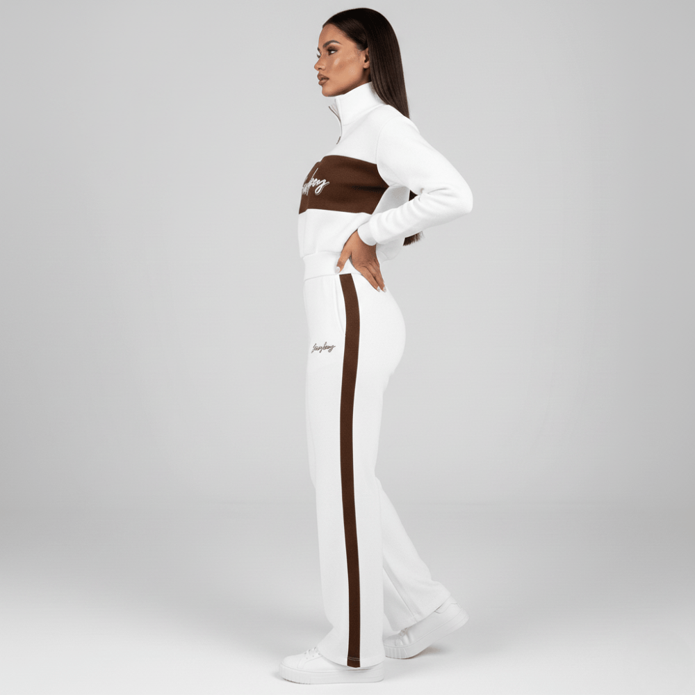 Sissy Boy  cream tracksuit with brown stripe detailing