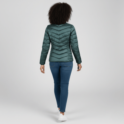 Stylish winter puffer jacket in emerald green