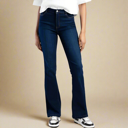 Womens basic bootleg jeans from Sissy Boy in a dark blue wash