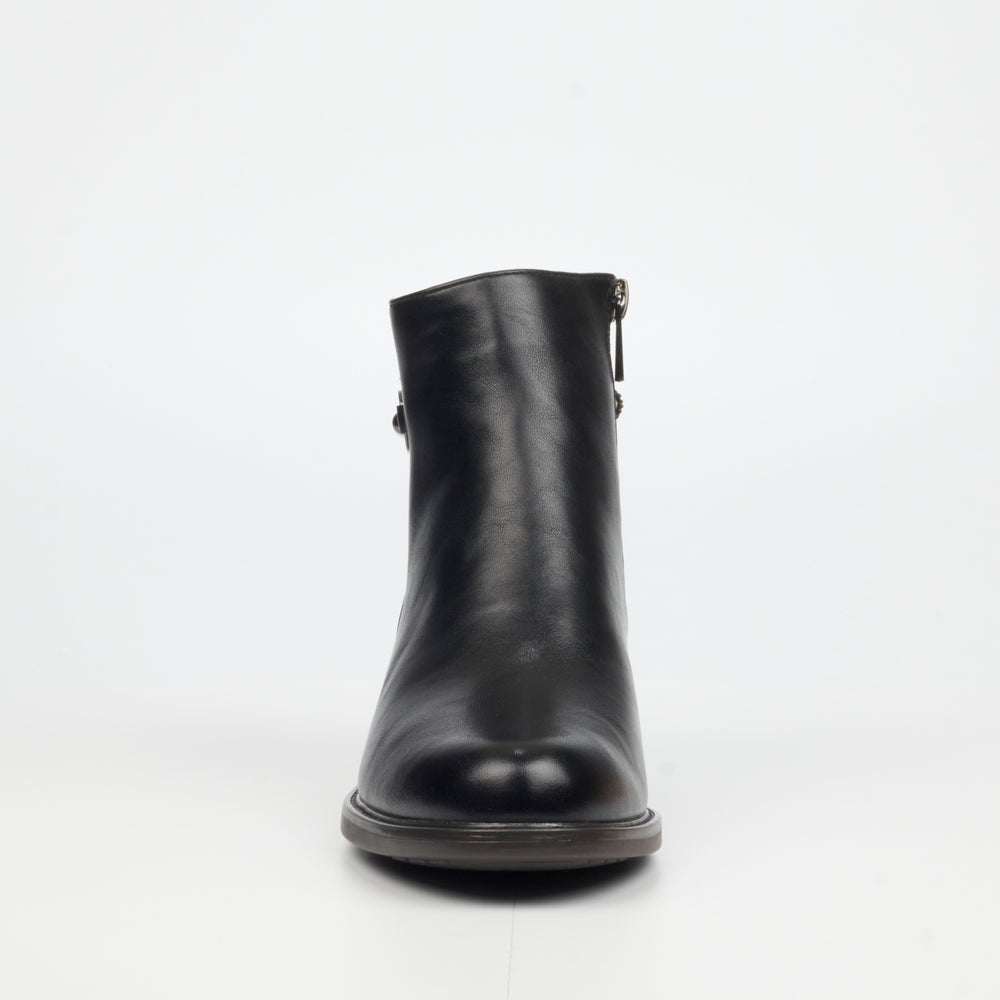 Women's Faux Leather Almond-Toe Boots with Diamante Strap – Miss Black Victoria 1 boots ideal for casual or semi-formal looks.