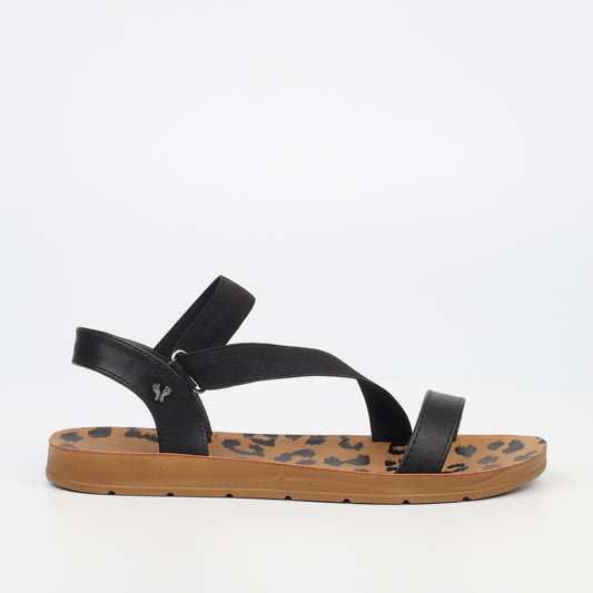 Zina 17 - Black  Crossover Elastic Sandals