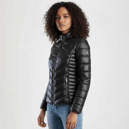 Sissy Boy Ravilla black quilted jacket with glossy finish and long sleeves