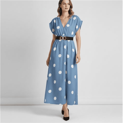Modern Dynasty Malia blue polka dot maxi dress