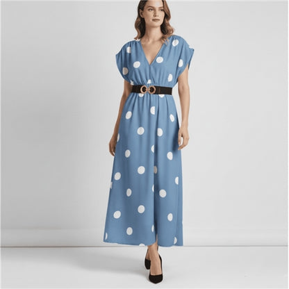 Modern Dynasty Malia blue polka dot maxi dress