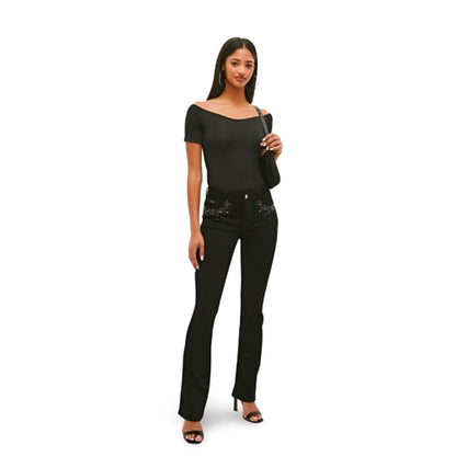 Dahlia - Mid Rise Bootleg Jean With Bling