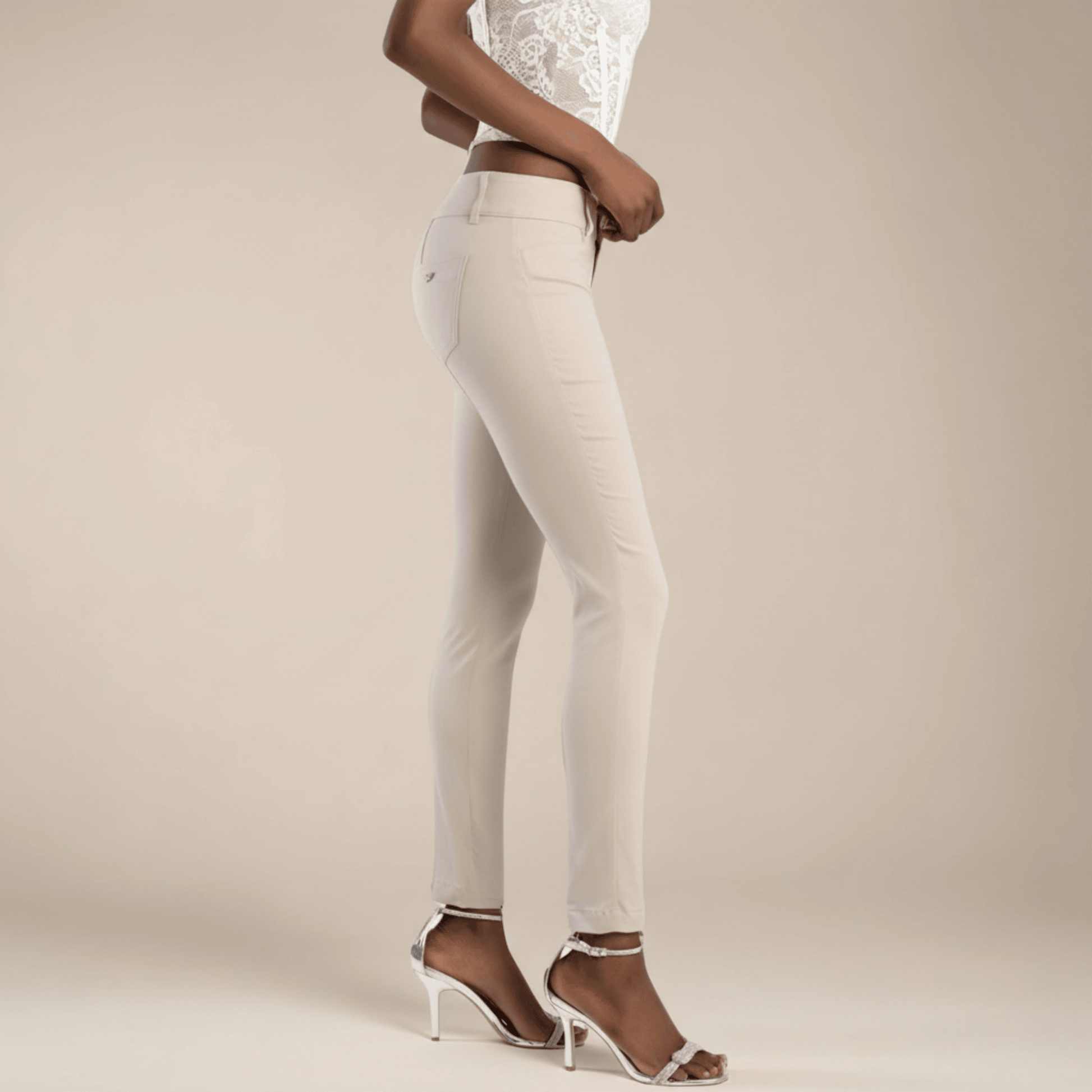 Sissy Boy stone skinny slim fit pants, versatile women's workwear trousers, elegant office attire