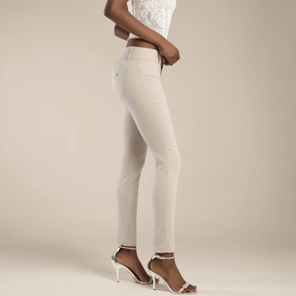 Sissy Boy stone skinny slim fit pants, versatile women's workwear trousers, elegant office attire