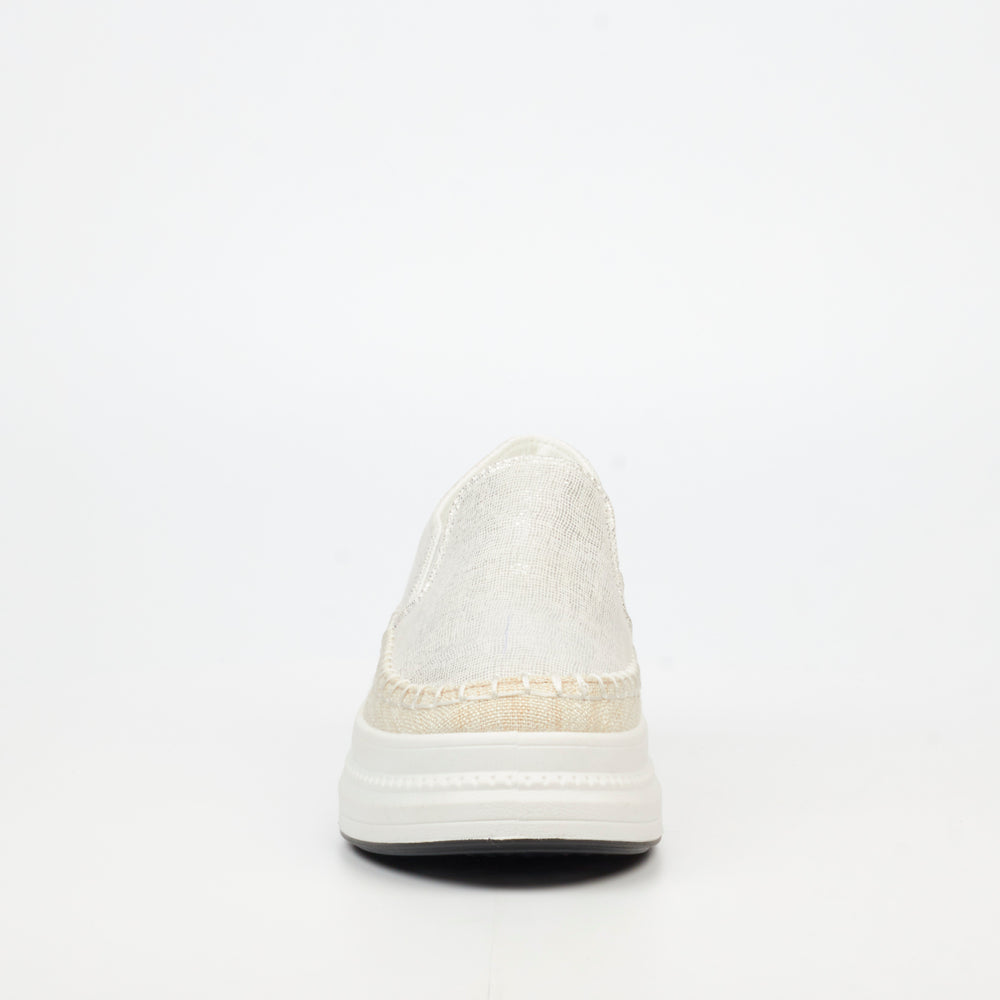 Ladies white fashion platform sneaker side profile