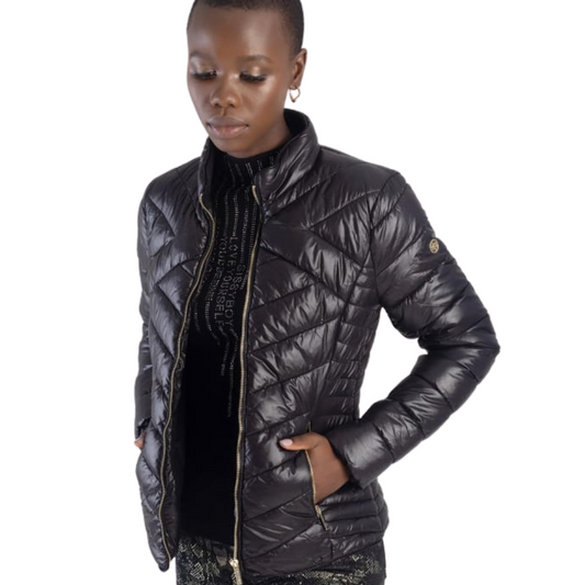 Ravila - Black Basic Quilted Puffer Jacket